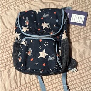 Blue and White Space-Themed Backpack with Adjustable Straps